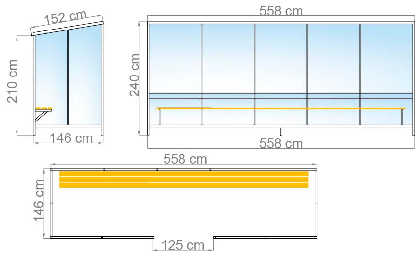 wymiary palarni PA17 o szerokości 558 cm