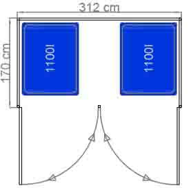 rzut z góry wiaty śmietnikwej